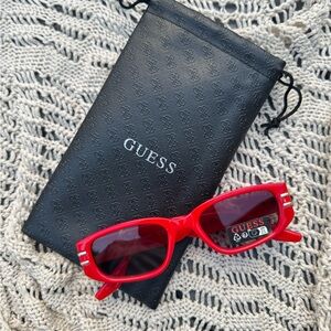 Guess Vibrant Red Sunglasses with Case - Brand New